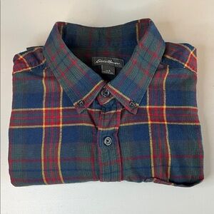 Eddie Bauer Multicolor Plaid Button Down Shirt Size Large